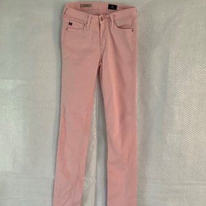 AG light pink mid rise cigarette jeans